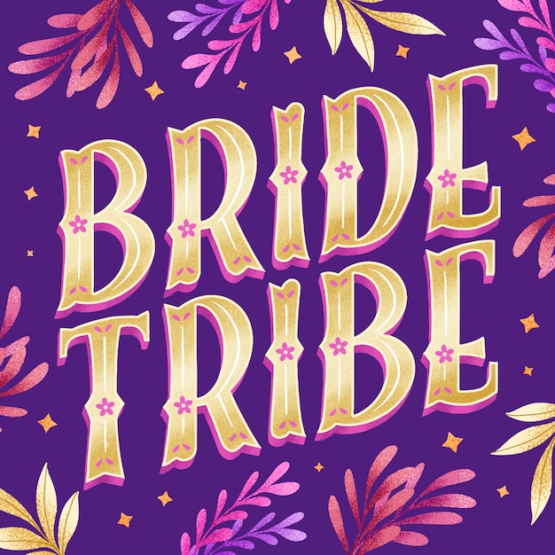 Hand drawn team bride lettering design