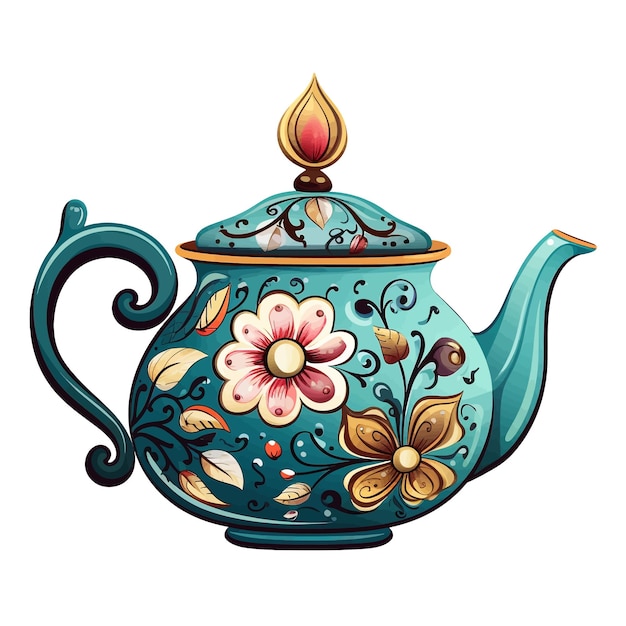 Hand drawn Teapot cartoon vector illustration clipart white background
