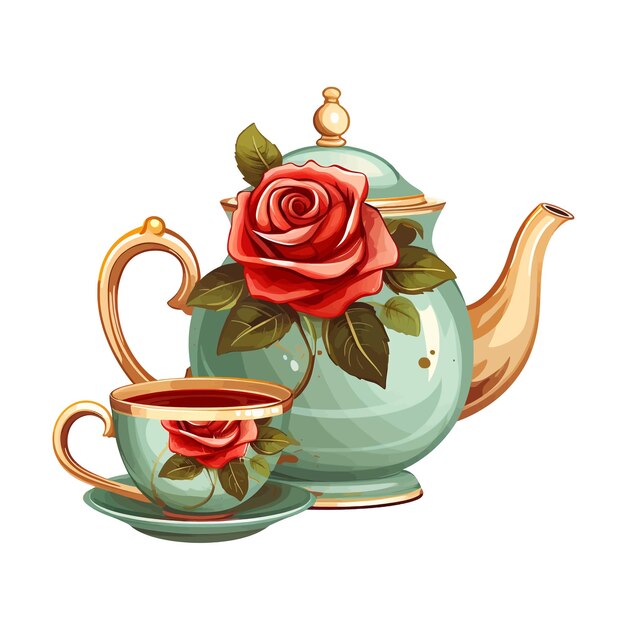 Hand drawn Teapot cartoon vector illustration clipart white background