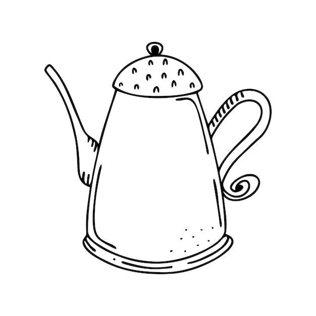 Hand drawn teapot kitchen utensils