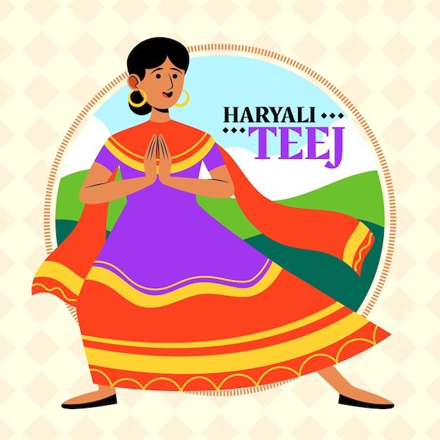 Vector hand drawn teej festival illustration