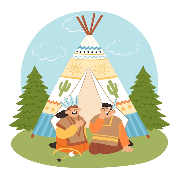 Vettore illustrazione di tepee disegnata a mano