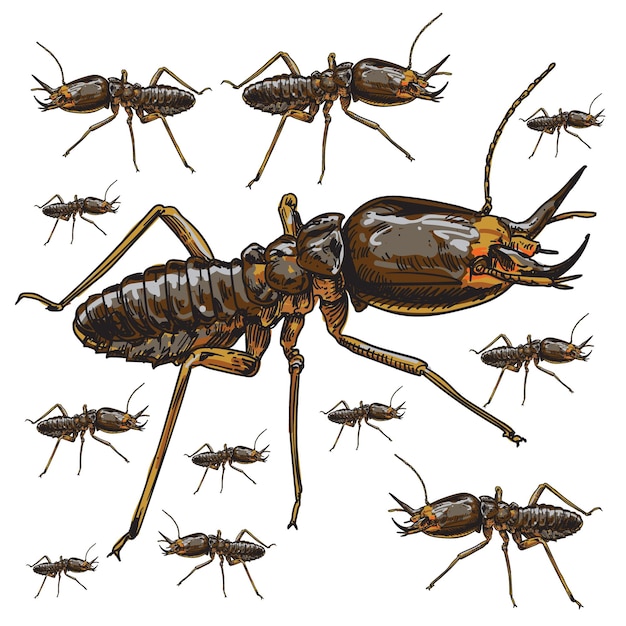 Vector hand drawn termite insecta