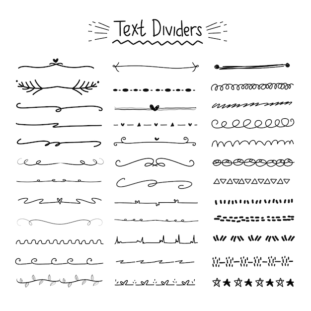  Hand drawn text divider collection