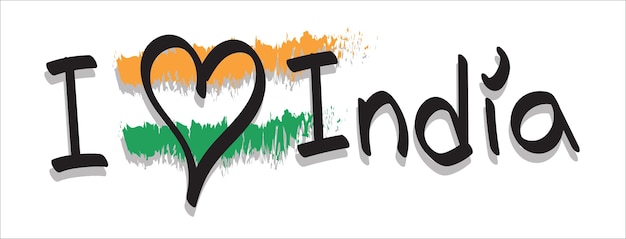 Hand drawn text i love india country in doodle style isolated.