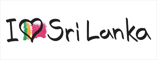 Hand drawn text i love sri lanka in doodle style isolated.