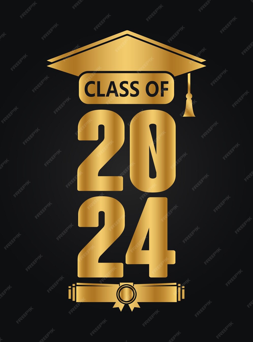 Premium Vector Hand drawn text illustration for class of 2024 graduation