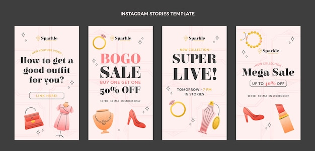 Vector hand drawn texture boutique instagram stories