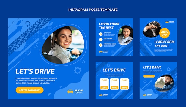 hand drawn texture driving school instagram post