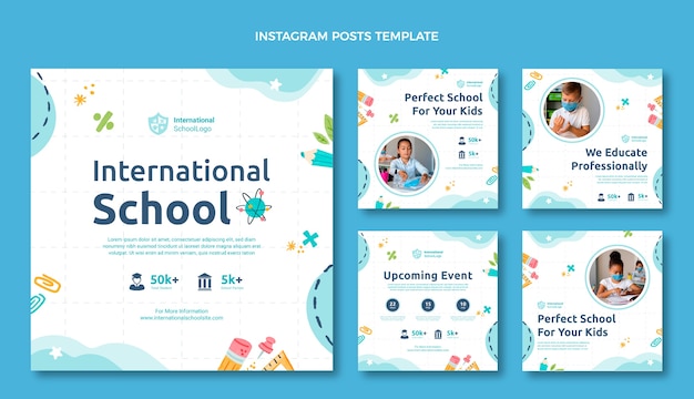ベクトル 手描きのテクスチャインターナショナルスクールのinstagramの投稿コレクション