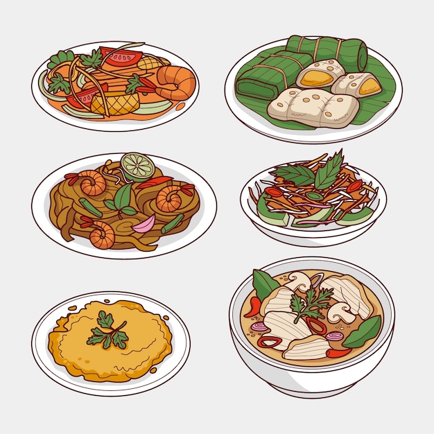 手描きのタイ料理のイラスト