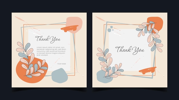 Vector hand drawn thank you card templates