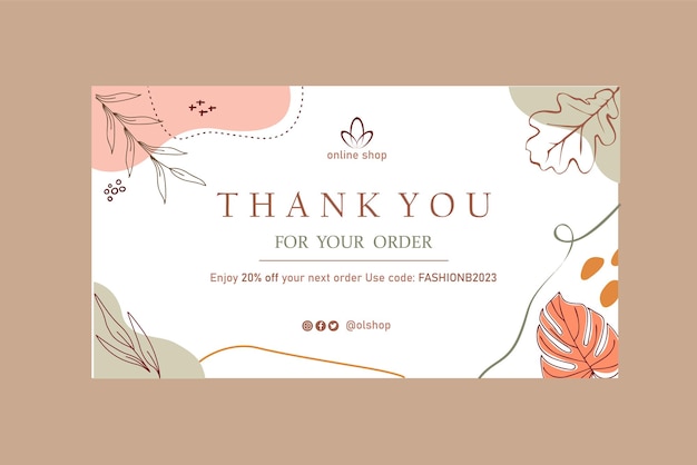 Hand drawn thank you for order card template