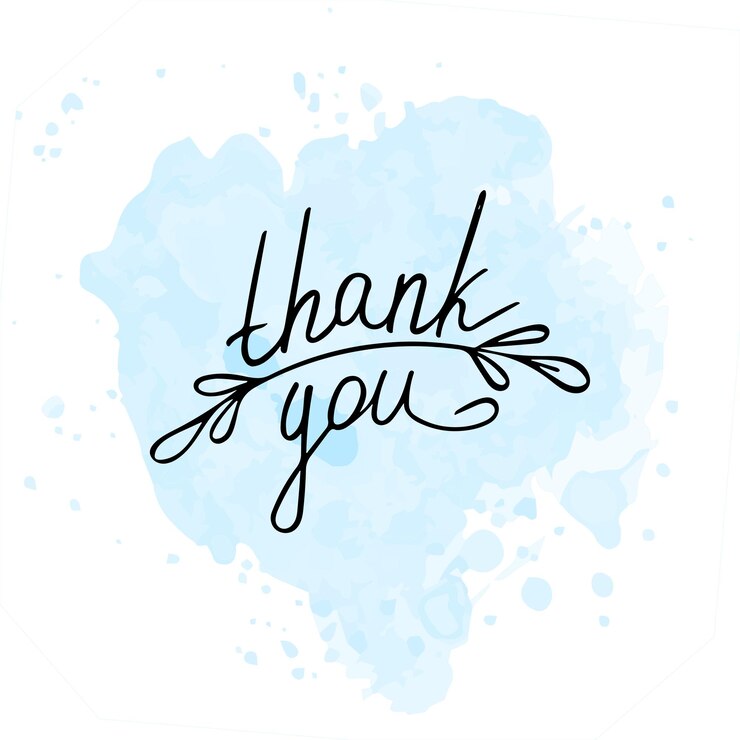 Hand drawn Thank you postcard. Greeting card. Ink illustration on watercolor background.
