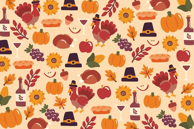 Vector hand drawn thanksgiving background