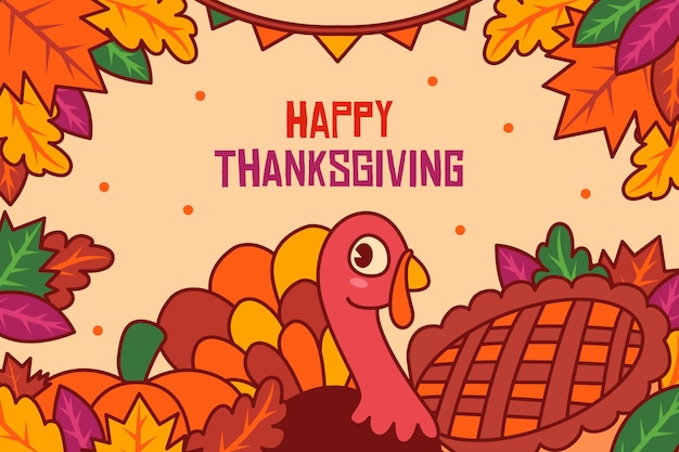 Premium Vector | Hand drawn thanksgiving background