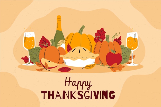 Vector hand drawn thanksgiving background