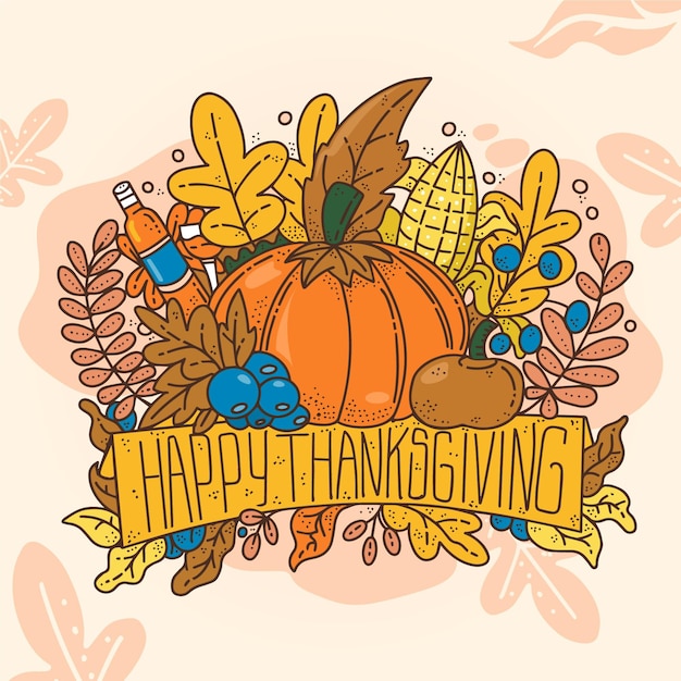 Vector hand drawn thanksgiving background