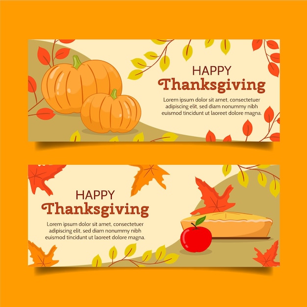 Hand drawn thanksgiving banners template