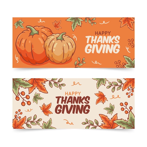 Hand drawn thanksgiving banners