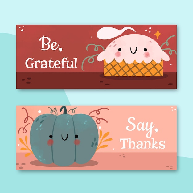 Hand drawn thanksgiving banners