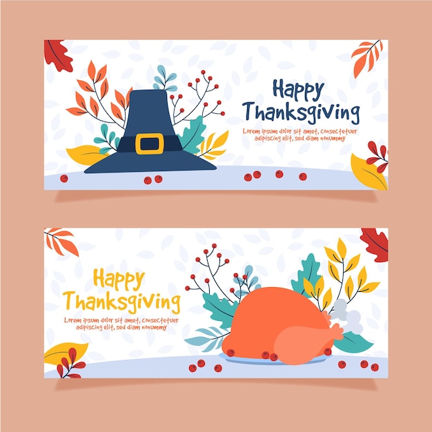 Hand drawn thanksgiving banners