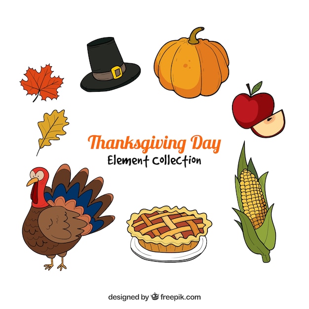 Vector hand drawn thanksgiving collection