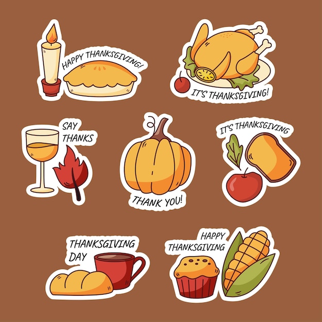 Vector hand drawn thanksgiving dinner sticker