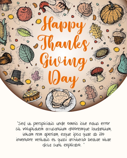 Hand drawn Thanksgiving greeting cards and invitations