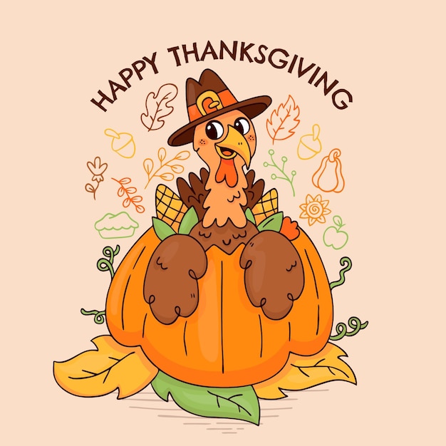 Vector hand drawn thanksgiving illustration