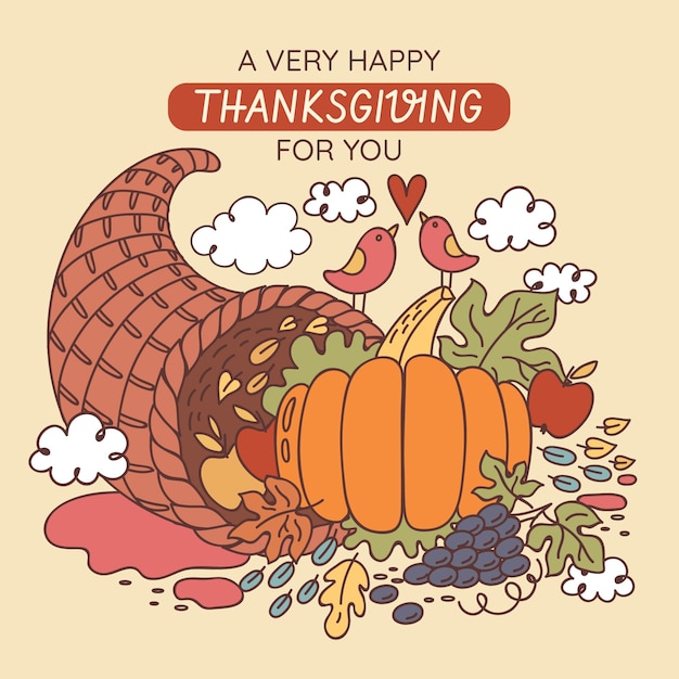 Vector hand drawn thanksgiving illustration