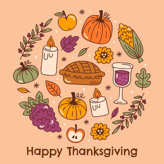 Vector hand drawn thanksgiving illustration