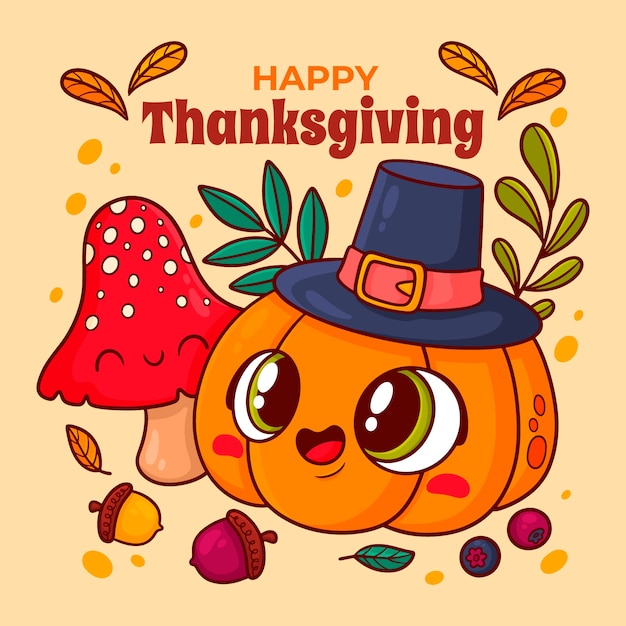 Vector hand drawn thanksgiving illustration