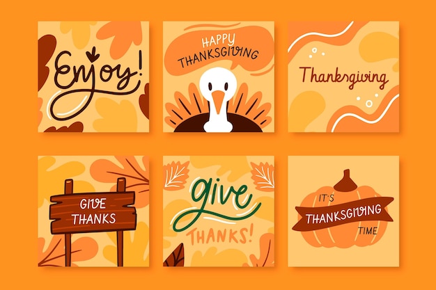 Hand drawn thanksgiving instagram posts