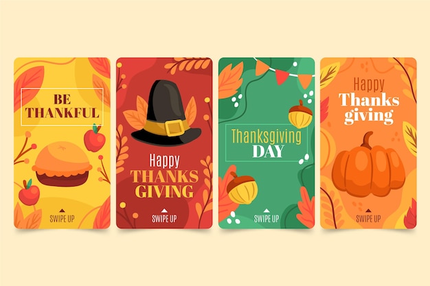 Vector hand drawn thanksgiving instagram stories