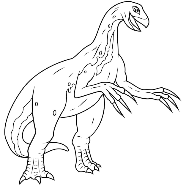 hand drawn of Therizinosaurus line art