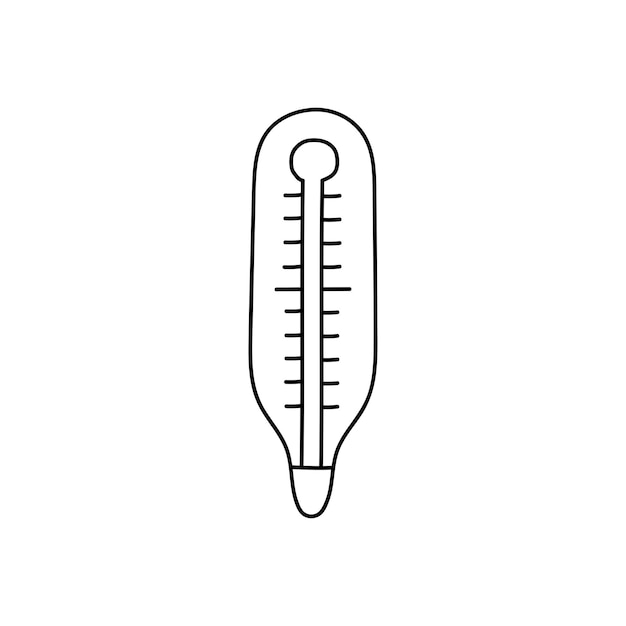 Ручная рисованная векторная иллюстрация термометра, изолированная на белом фоне