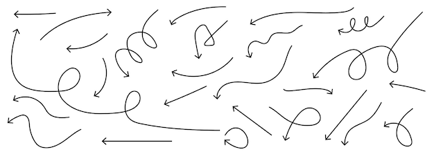 Vector hand drawn thin lines arrows