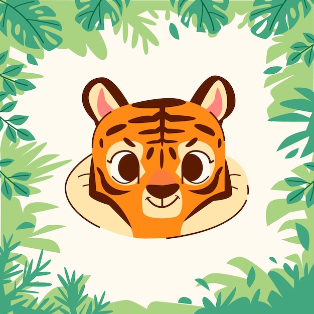 Hand drawn tiger face illustration