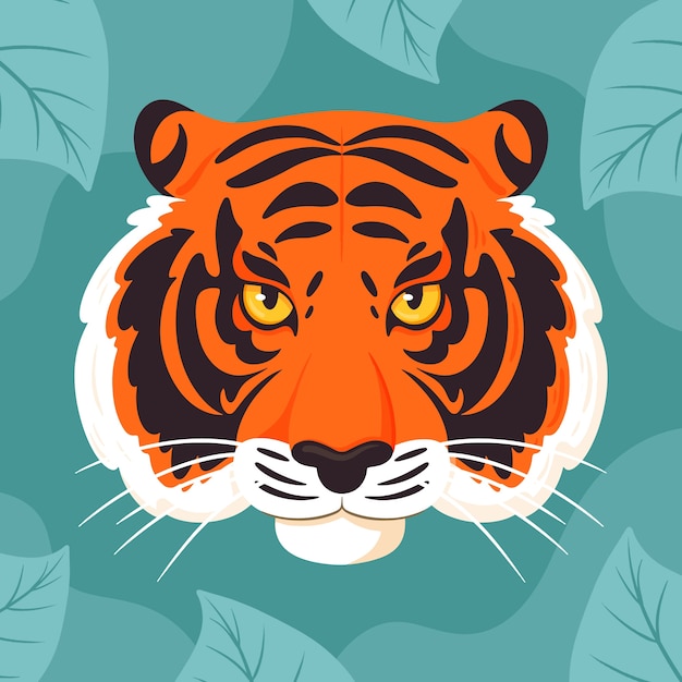 Hand drawn tiger face illustration