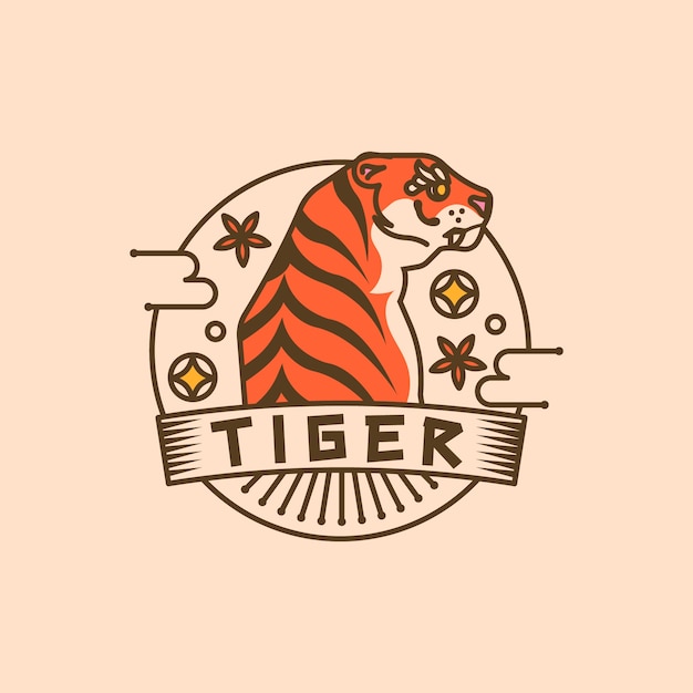 Hand drawn tiger logo design