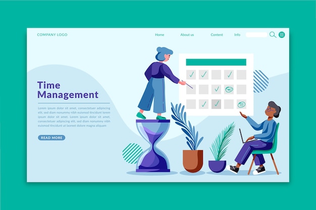 Hand drawn time management landing page