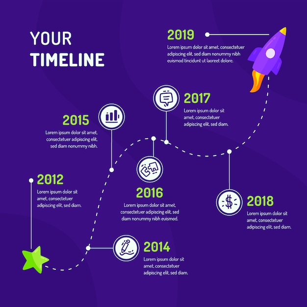 Vector hand drawn timeline infographic