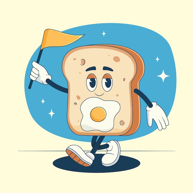 Vector hand drawn toast cartoon illustration