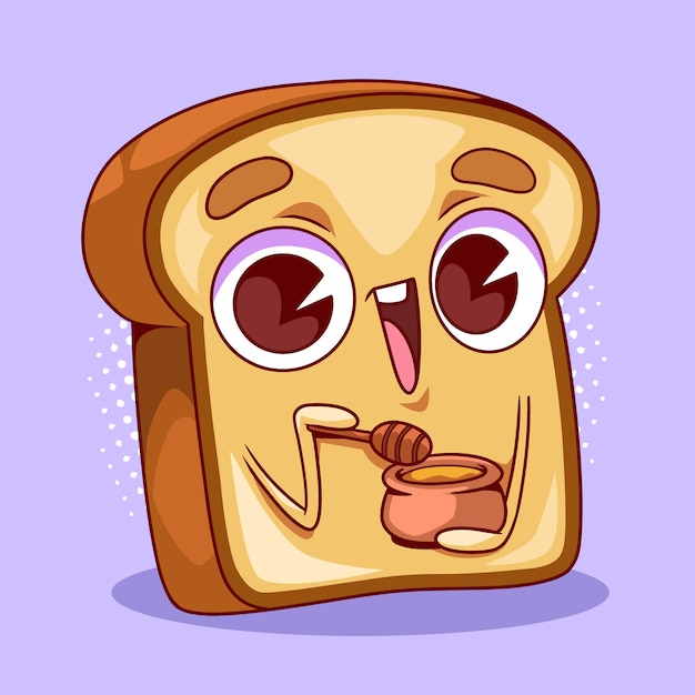 Hand drawn toast cartoon illustration