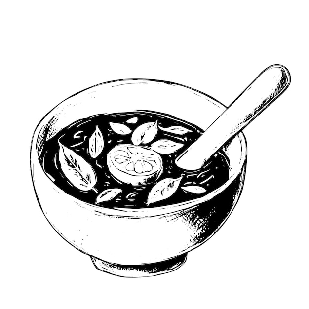 Hand drawn Tom yum thai food