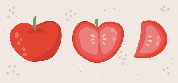 Set di pomodori disegnati a mano