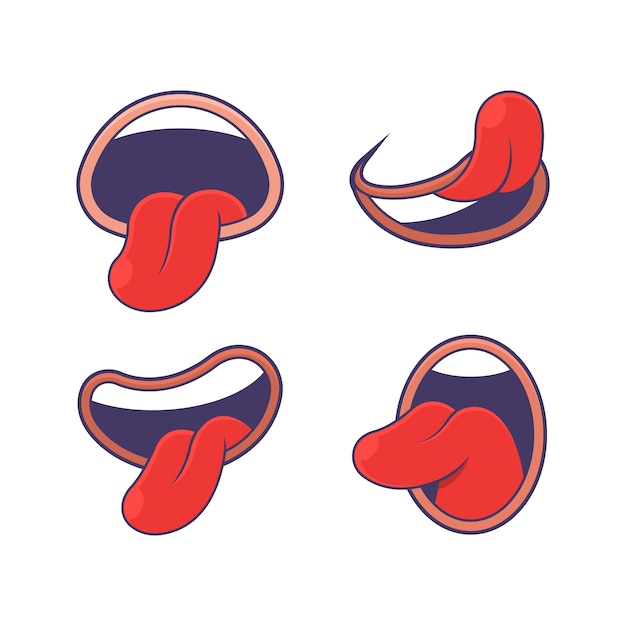 Vector hand drawn tongue cartoon illustration