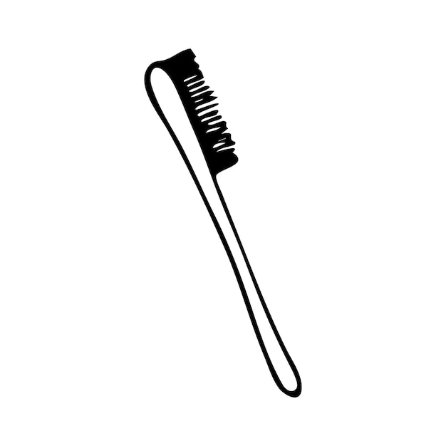 白い背景で隔離の手描きの歯ブラシ