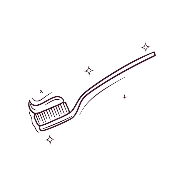 Vector hand drawn toothbrush with toothpaste doodle vector sketch illustration